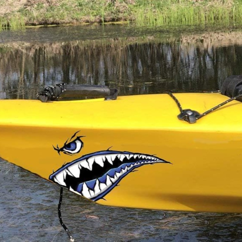 2PCS Shark Teeth Mouth Boat St - Fishing Kayak Sit On Top avaliação e preço