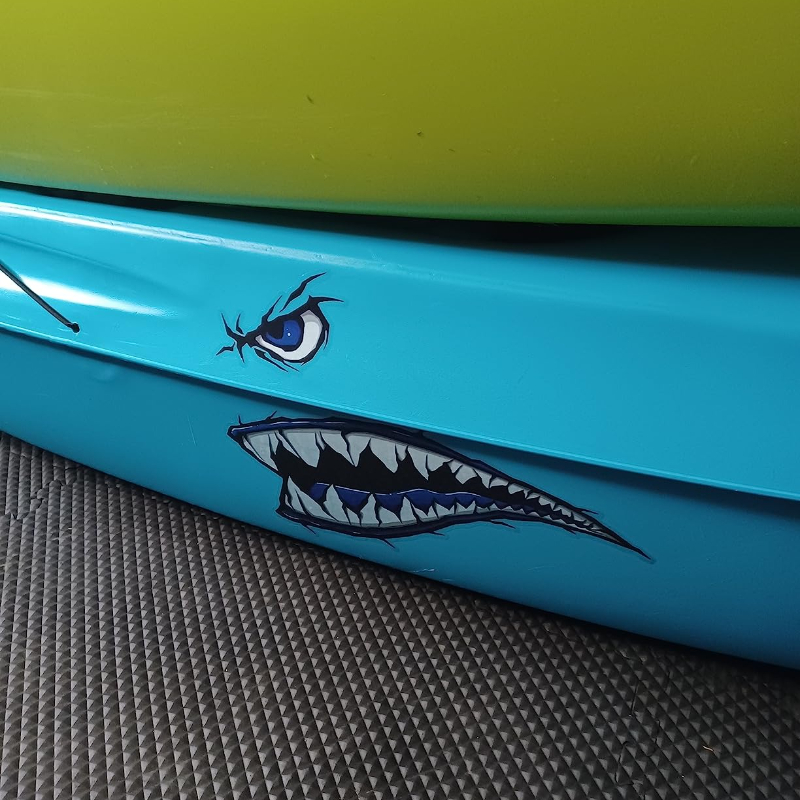 2PCS Shark Teeth Mouth Boat St - Fishing Kayak Sit On Top avaliação e preço