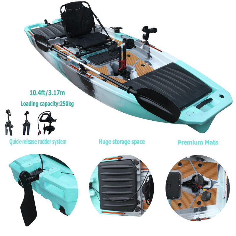 10FT Single Seat LLDPE Sit On  - Fishing Kayak Pedal Drive avaliação e preço